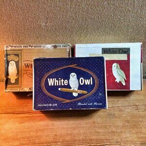 Lot of 3 Vintage White Owl Cigar Boxes Invincibles Tobacco Display Boxes As Is